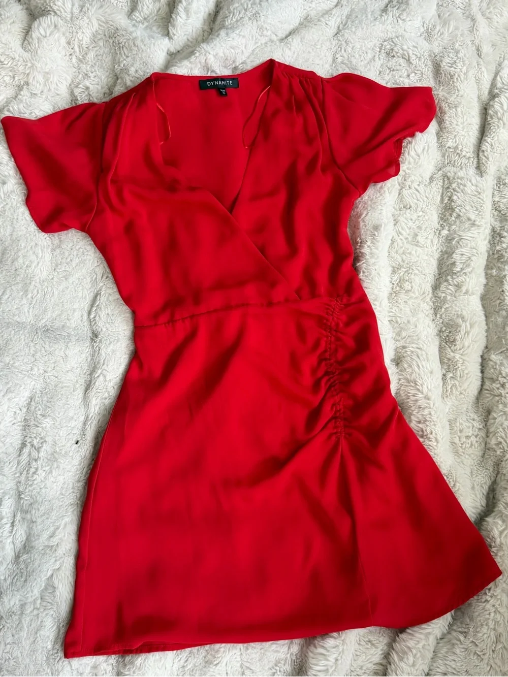 Dynamite Red Mini Dress with Side Ruching - Picture 1 of 5